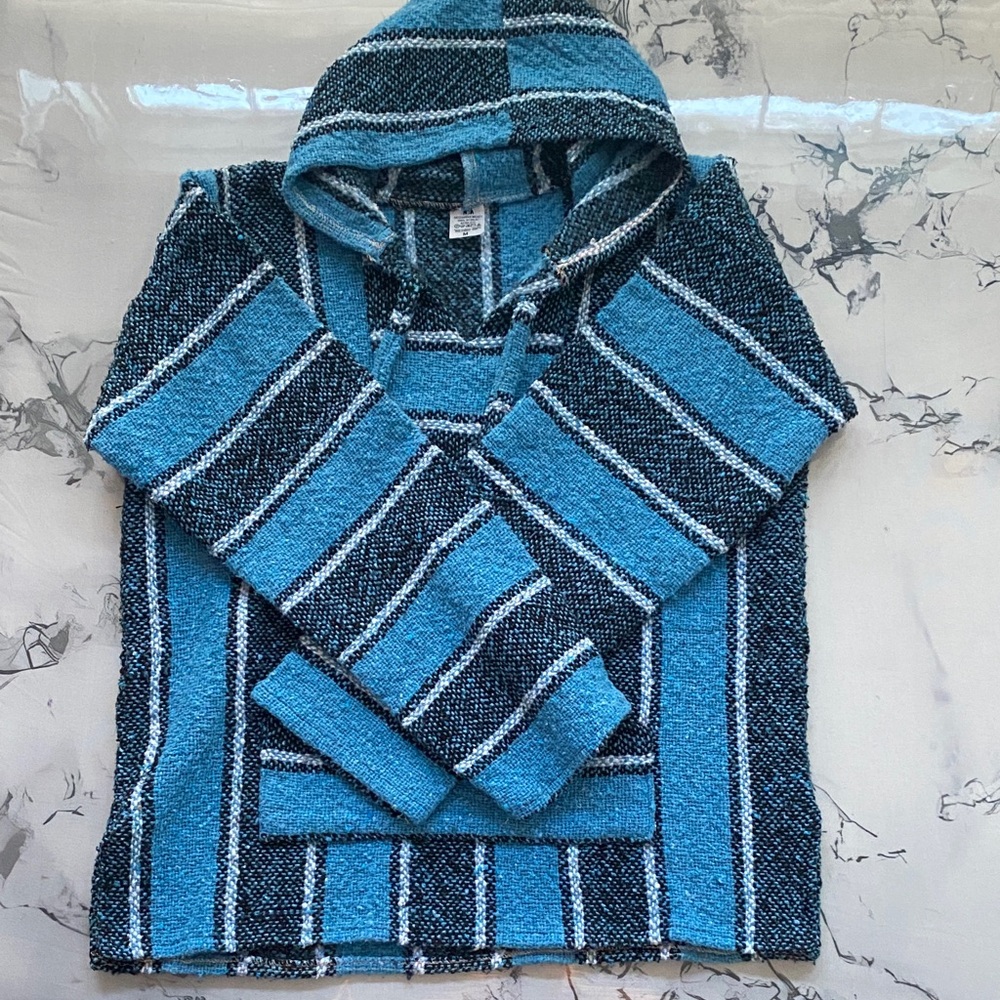 Striped Blue and Black Hooded Sweater